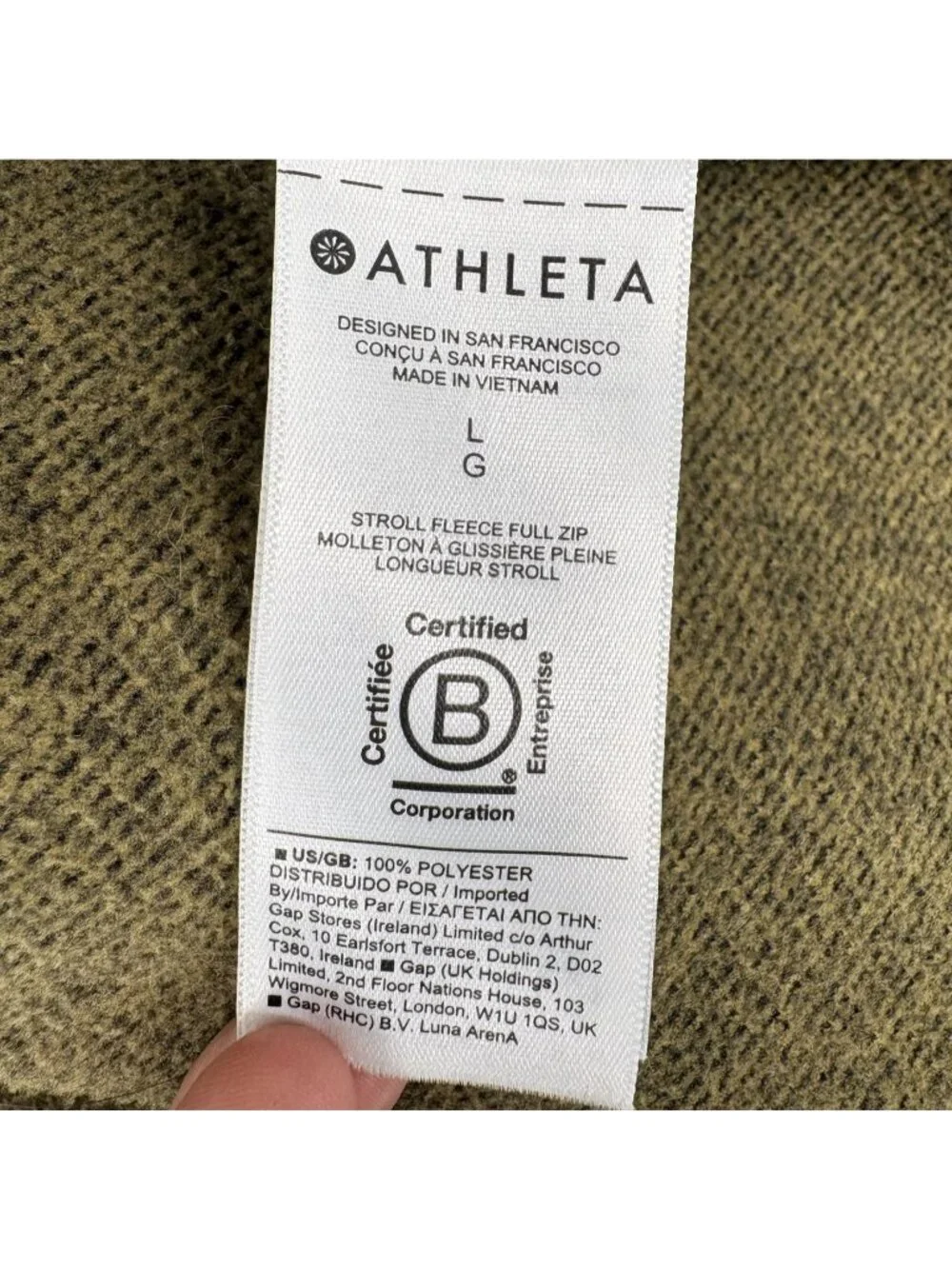 Athleta Women's Stroll Fleece Full Zip Jacket L Green Cropped Lightweight Cozy - Picture 7 of 11